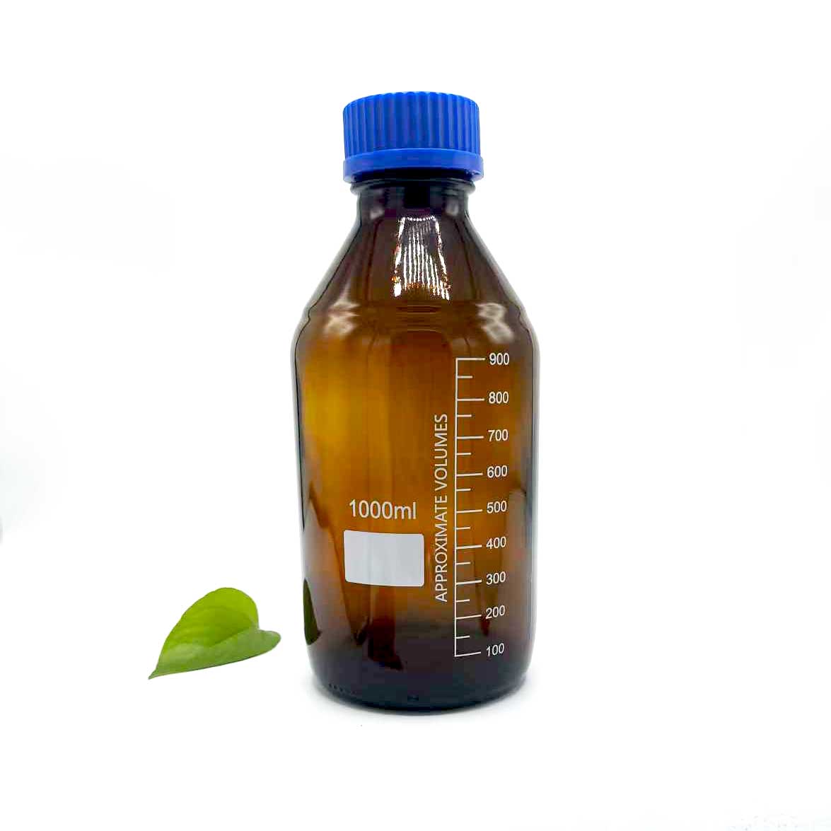 Amberkleurige glazen reagensfles van 1000 ml